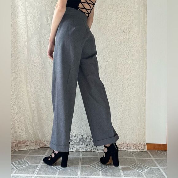 Vintage 90s High-Waisted Wide Leg Grey Trousers Pants Made in USA - Picture 14 of 14